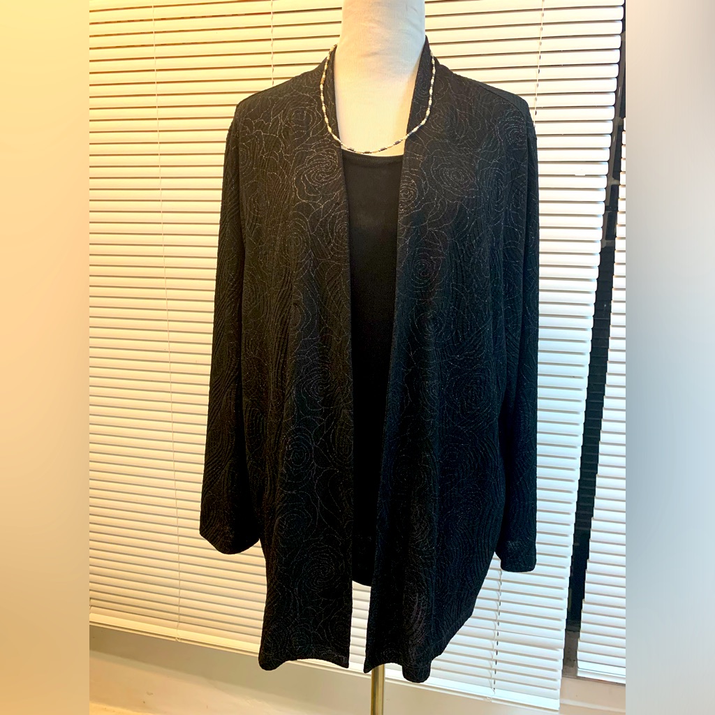Previously Owned Ladies Evening JacketTop Combo In Black Size 3x